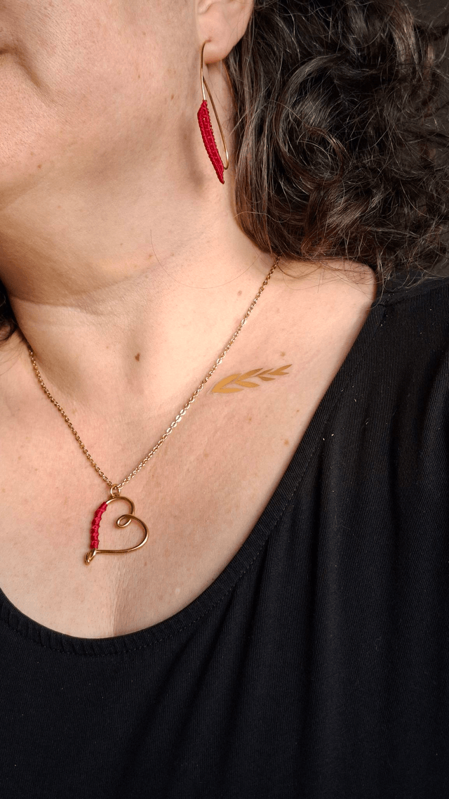 Collier Cœur tissé coloré 