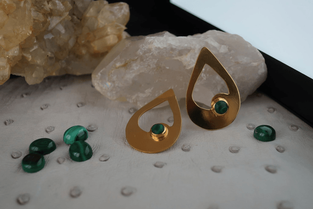 Boucles d'oreille Elégance de Malachite