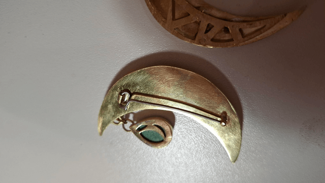 Broche Lune et Turquoise naturelle